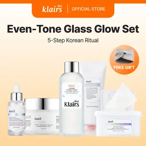 [Dear Klairs Official] Even-Tone Glass Glow Set, 6 products full korean skincare set, Skin Prep for Makeup, Brightening, Dark Spots, Vitamin C PDRN for Radiant Skin kbeauty