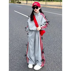 Girls' Spring Outfit, Trendy New Style, Fashionable Casual Sportswear for Middle and Older Kids, Children's Spring Fashion Two-Piece Set (1 Set, 2pcs), Perfect for Outdoor