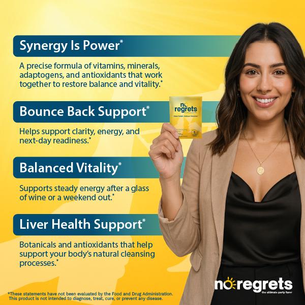 No Regrets — Night-Out Recovery Capsules (4-Capsule Packets) Embrace Tonight. Enjoy Tomorrow.