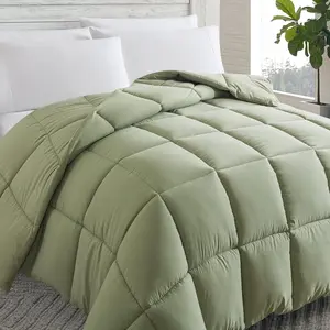 Down Alternative Comforter (Sage Green, Twin) - Quilted Twin Size Comforter - Duvet Insert with Corner Tabs -Winter Summer Warm Fluffy, 64x88 inches