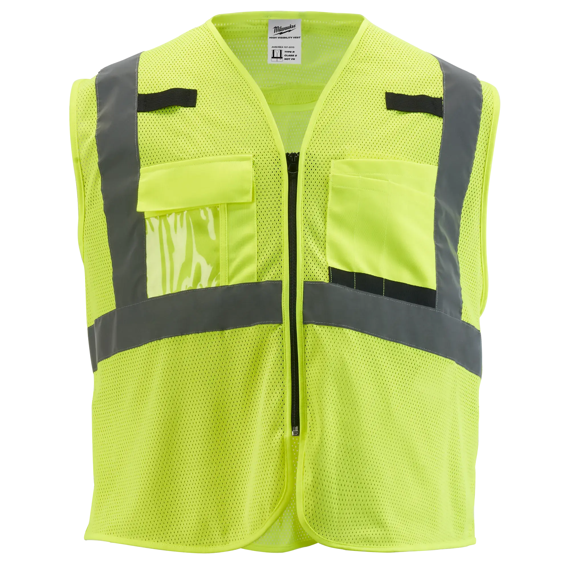 Milwaukee 48-73-5113 Work Safety Vest - Class 2, High Visibility Yellow Mesh Fabric, Reflective Tape, Fall Protection, 9 Pockets, Added Storage, Cooler and Comfortable for Outdoor Construction Crews, 2XL/3XL