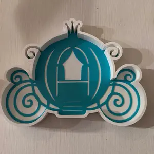 Cinderella Carriage Bead Trinket Tray - Blue and White Design with Decorative Swirls and Crown Detail