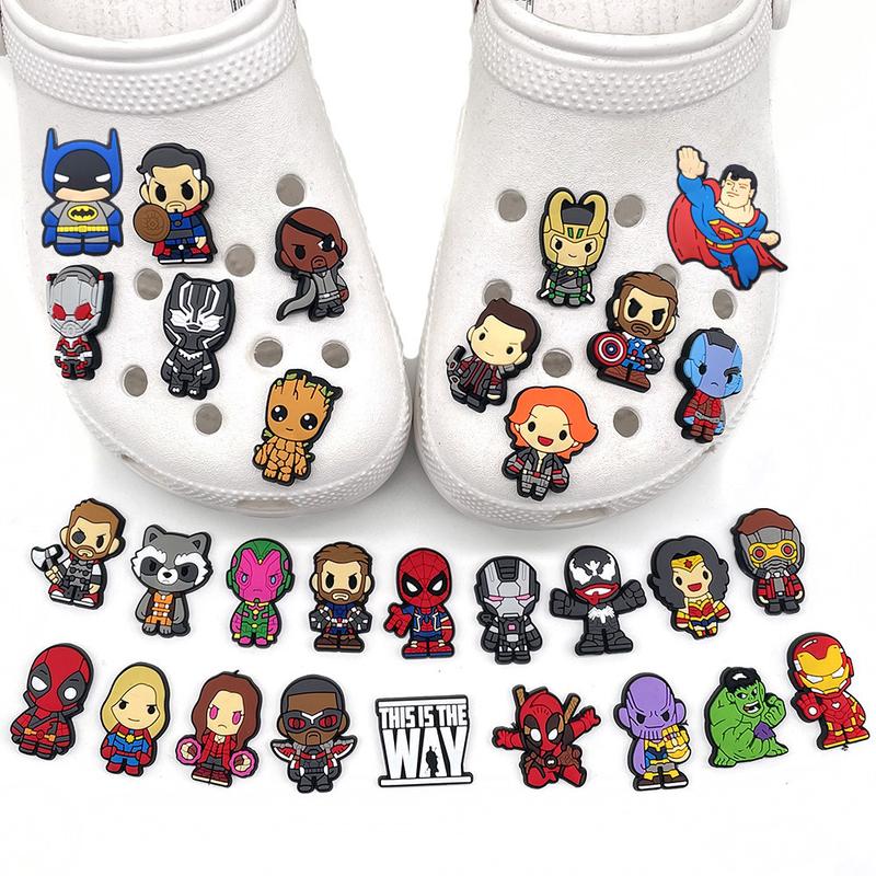 MARVEL Marvel Shoe Flowers 30-piece Pack Featuring Iconic Characters from The Way Collection Black Panther Iron Man & More