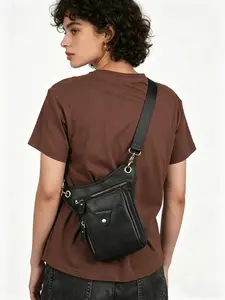 Unisex 4-in-1 Leather Drop Leg Bag, Versatile Crossbody Sling Bag, Thigh/Waist/Hip Pouch with Adjustable Straps for Travel, Shopping & Daily Life