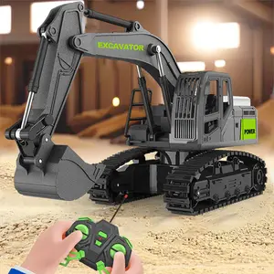 Remote Control Excavator Construction Rc Digger for  Birthday Christmas Gifts for Kids Boys Girls Adults with Metal Shovel Lights Sounds