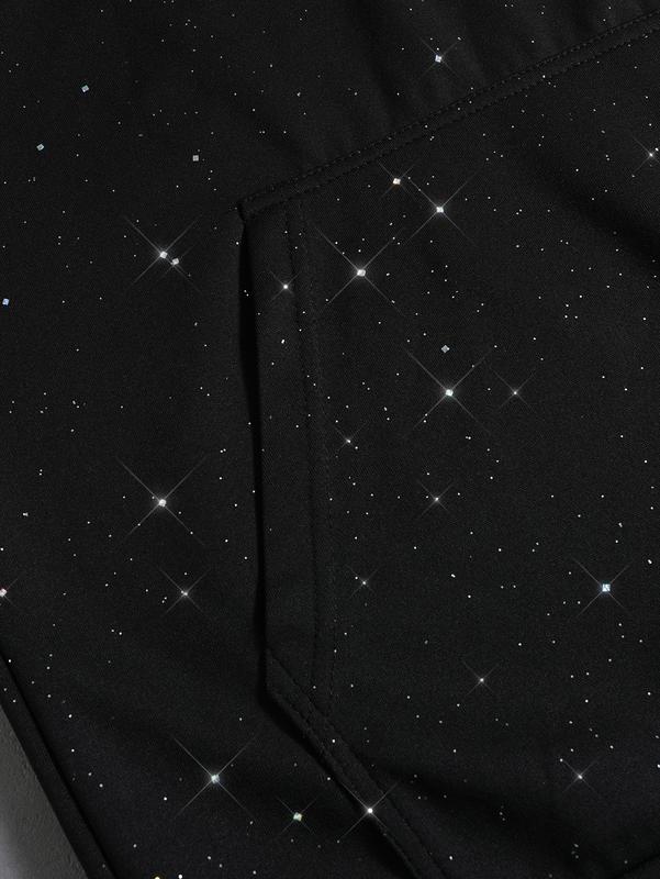 Men's Gypsy star design shiny zipper hooded sweater, soft and skin-friendly fabric, pocket design, street trendy cool style, daily going out on the street, casual commuting adaptation, personalized trend couples versatile wear