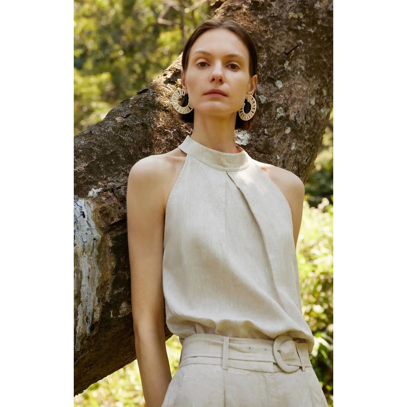 100% Linen Women Halter Tank Top