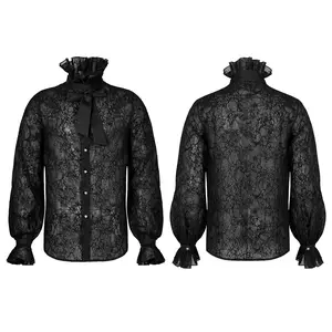 SALE Size Medium Mens Top Black Shirt Costume Renaissance Fair Halloween Festival Victorian Style Bridgerton Flair