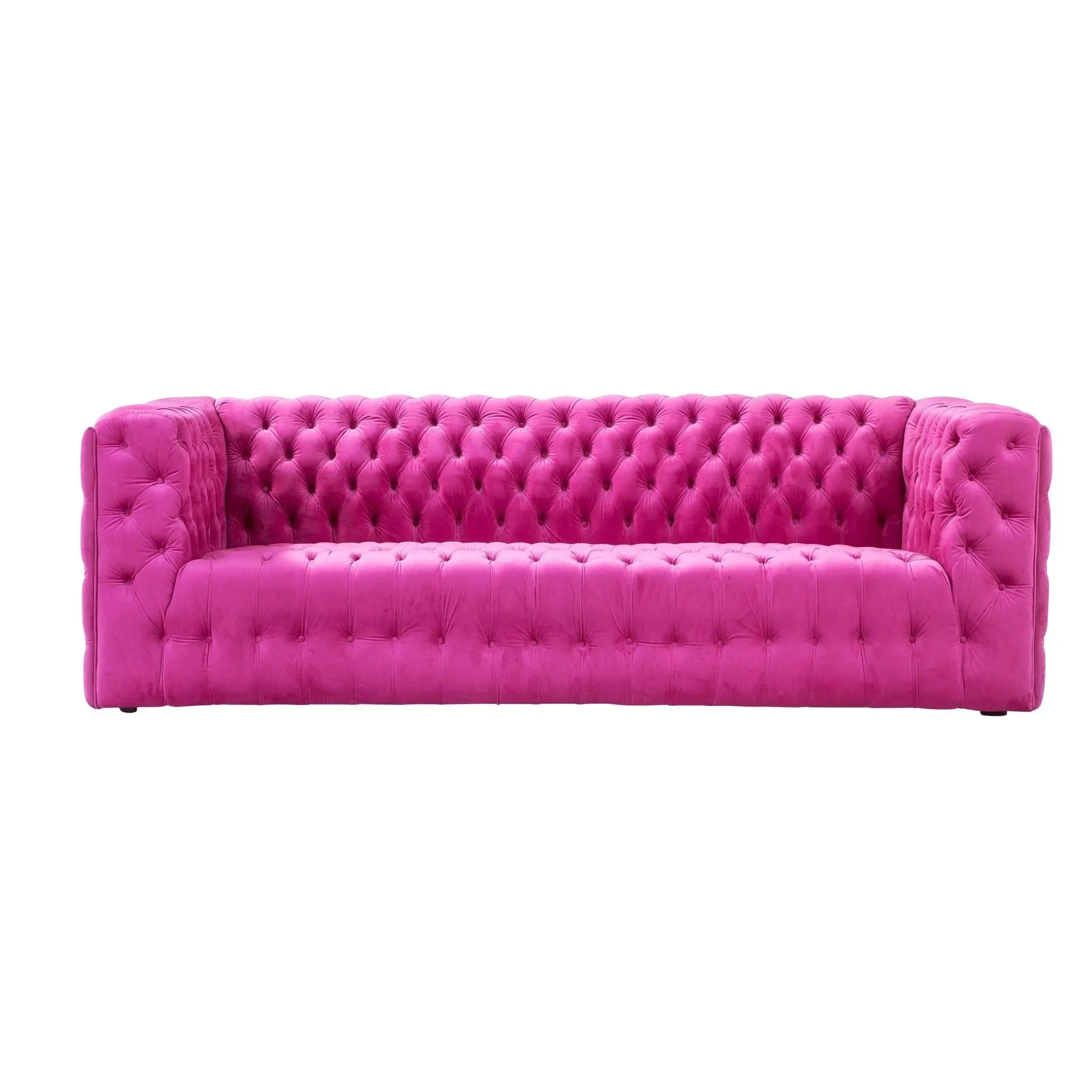 Canvello Velvet Tufted Sofa (pinkish-purplish-red)