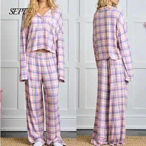 Autumn and Winter Pajama Set – Long-Sleeve Loose Plaid Pajamas