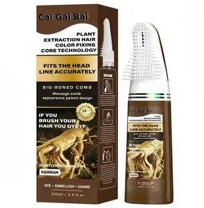 Cai Gai Bai Wine Red Plant Hair Color Comb DyeKit, 200ml One Step Self Wine Red Hair Dye WithBuilt-In Massage Comb, Natural Ginger GinsengPolygonum Extract Conditioning Permanent HairColor For Full Gray Coverage At Home