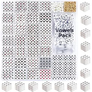 L-HDJ036  1650 Pcs Letter Beads Kit with Extra Vowels and Numbers, Alphabet Beads for Bracelets Making, Perfect for Friendship Bracelets
