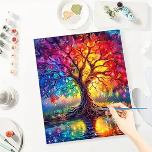 Tree of Life Paint by Number Kits for Adults Beginners, Easy Acrylic Simple Paint by Number Kits, DlY Watercolor Paint by Numbers Kits on Canvas Without Frame for Home Wall Decor Home Decoration 16x20inch