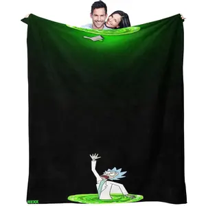 Rick and Morty Pattern Blanket, All-Season Use, Suitable for Bed Sofa Car Room Decor, Perfect Gift, Single-Sided Print Blanket, Cartoon Pattern Blanket