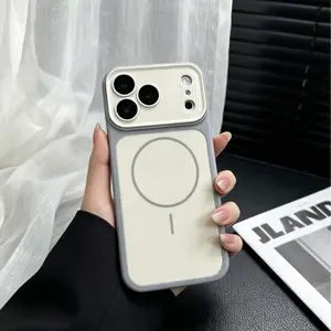 Smartphone Case Skin-Feel Magsafe Magnetic with Lens Protection Film Supports Wireless Charging for Handheld Devices Compatible with Multiple iPhone Models