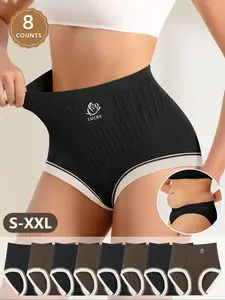 High Waist Shapewear Panties Set of 8, High Elasticity, Butt Lifting, Slimming, Comfortable Breathable, Casual Fitted, All Seasons, S-Xxl, High Waisted Shapewear