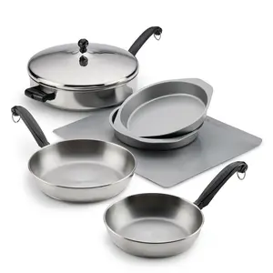 Farberware Classic Anniversary 7-Piece Stainless Steel Cookware Set with Nonstick Bakeware Insulation for Even Heating and Durable Performance