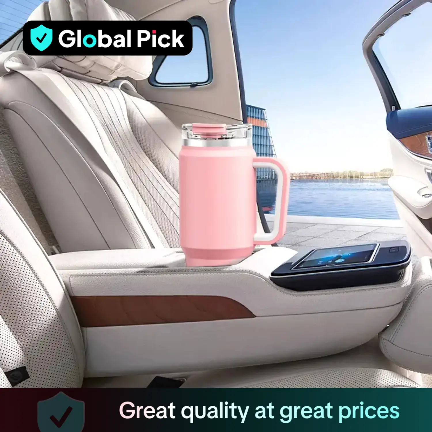 Meoky 32oz Tumbler Colorful Vacuum Flask with Handle, Large Capacity Leak-proof Stainless Steel Travel Bottle with Inner Straw & Straw Mouth, Portable