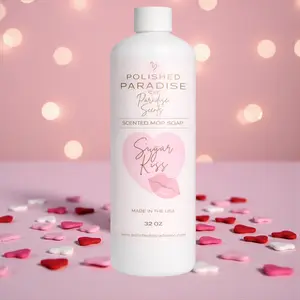 Polished Paradise Co. Pink Sugar Kiss Scented Mop Soap 32 Oz Made in USA Premium Floor Cleaner for Multiple Floor Types Multipurpose