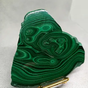 Stunning Druzy Malachite Slice With Stand