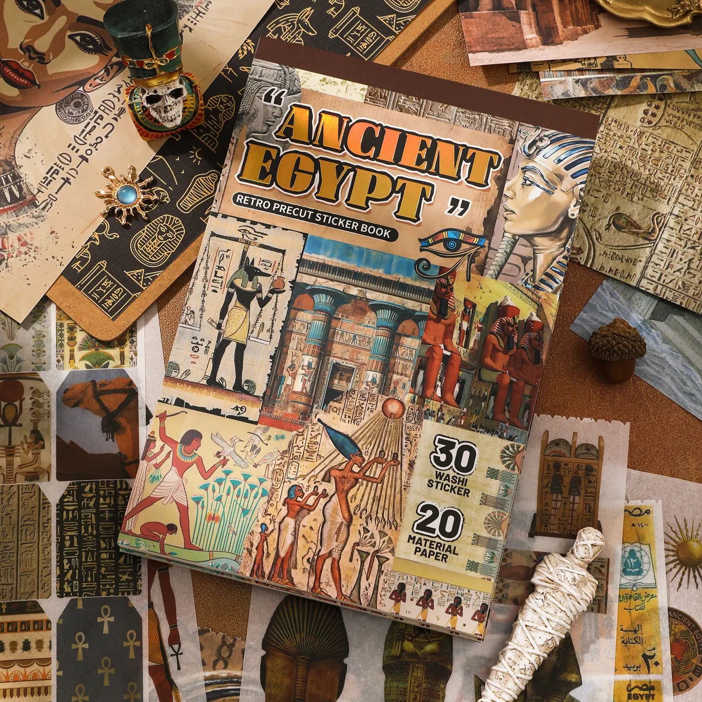 50 Sheets Ancient Egypt Stickers Book Die Cut Decorative Handmade Scrapbooking Material Diary Album Craft Supplies Junk Journal Water Bottle Laptop Phone Decorative Stickers Adhesive Stickers DIY Sticker Paper Vintage Material Paper Scrapbook Materials