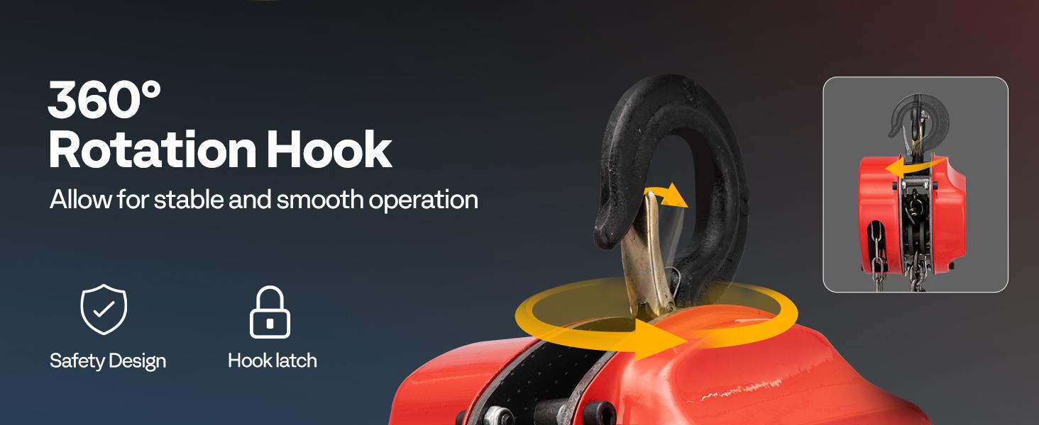 VIVOHOME Chain Hoist 3 Ton 10ft Red, Mini Chain Hoist 6600Lbs, Heavy Duty Pulley Hoist with G80 Manganese Steel Chain, Manual Chain Fall for Garages, Warehouses, and Automotive Tasks