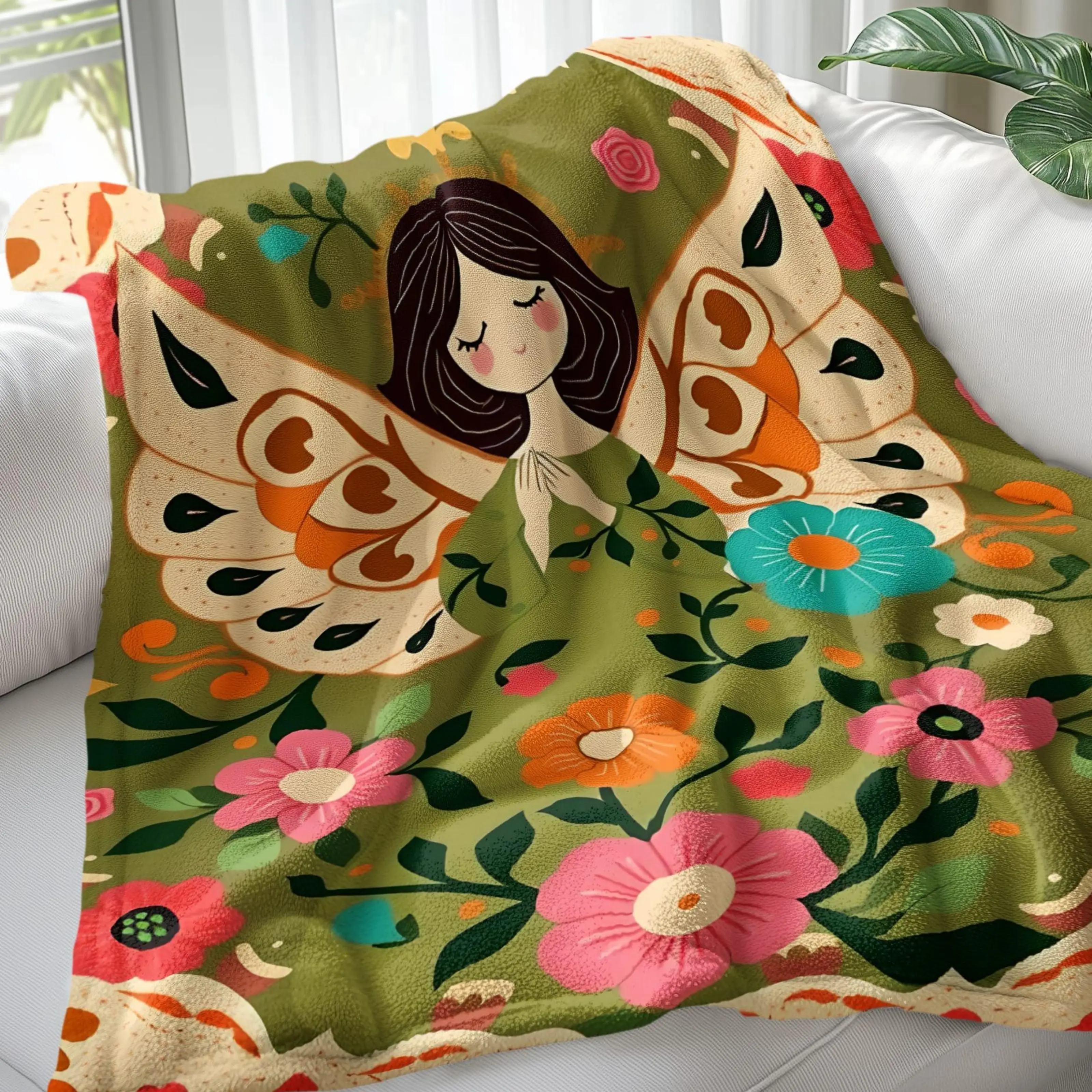 Angelic Floral  Blanket, Whimsical Nursery Decor