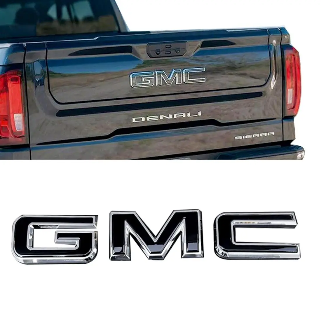 1-Pack Chrome/Matte/Gloss Black Tailgate Emblem Badge Replacement for GMC Sierra 1500 (2019–2025), 2500HD & 3500HD (2020–2025), Canyon (2021–2025) Truck Vehicle Logo