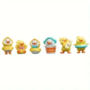 6pcs Cute Yellow Duck Design Automotive Dashboard Decoration, Automotive Interior Accessories, Car Interior Accessory
