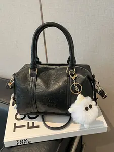 Vintage Bowling Bag, Large Capacity Handbag Pillow Case, Unique Boston Design, Versatile Commute, Outdoors, Work, Cute Charm Included