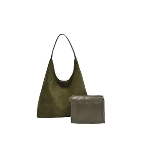 RIVERICH Trendy Suede Crescent Shoulder Bag Women Tote Bag Satchels Crossbody Purse Top-handle Travel College Work Tote Handbag