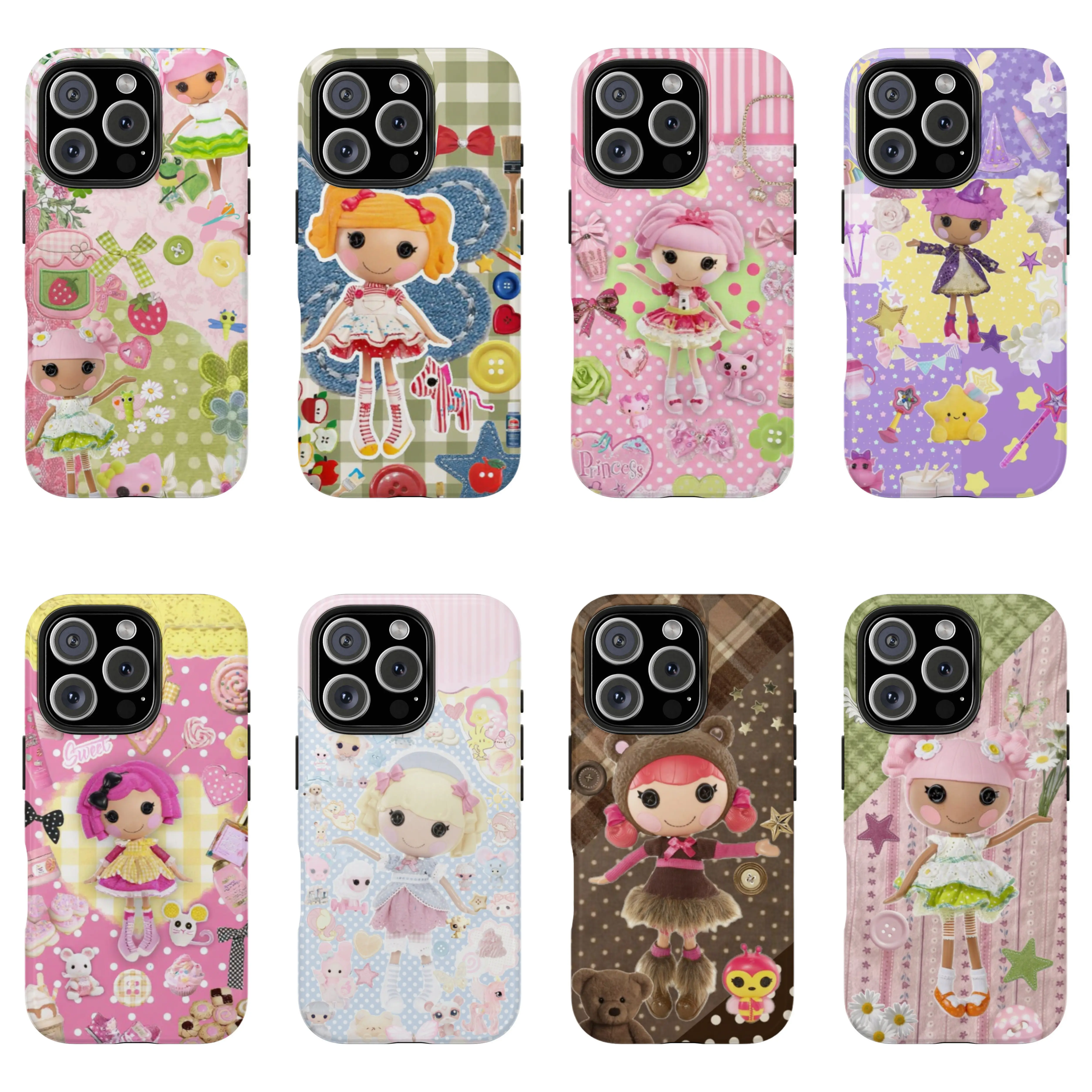 Lalaloopsy Phone Case, Polka Dot| Gingham Print Shockproof Case Cover Compatible With iPhone 16 15 14 13 12 11 Pro Max X XS, Galaxy S25 S24 S23 S22 Ultra, Gift For Fans, Accessories, Smartphone, Cellphone, Handheld, Protective, Wireless, Casing, Protectio