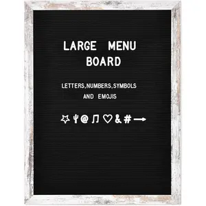 Large Black Felt Letter Board 24 x 30 inches Changeable Letter Board with Letters Numbers & Symbols Wood Frame Black Felt Menu Board for Restaurant
