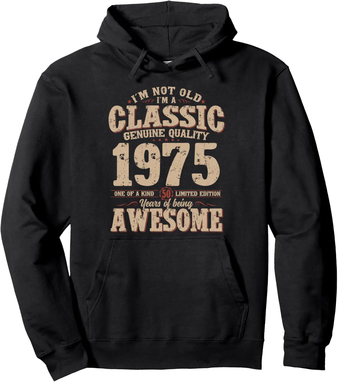 50th Birthday Man Classic Car Vintage 1975 Funny Pullover Hoodie - Sabrinasmitl Shop 73B0FMM635V6