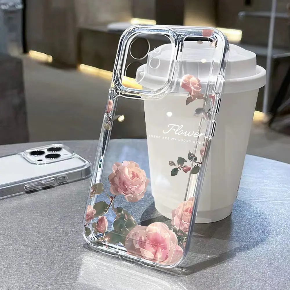 Rose phone case, shockproof transparent soft case, compatible with iPhone 17/16/15/14/13/12/11/X/XS/XS Max, suitable as a holiday gift for friends, family, or yourself, Cover, Accessories, Smartphone,back to school,back to school haul
