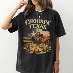 [Sale Up To 43%] Retro Choosin' Texas Shirt, Vintage Country Western Shirt, Cowboy Graphic Tee, Southern Country Music Shirt