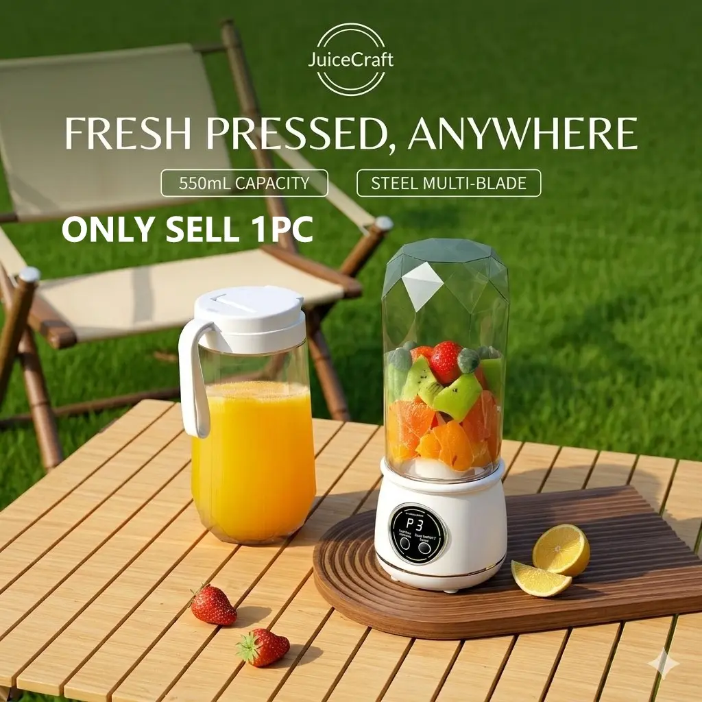 2-in-1 Mini Juicer Cup, 550ml USB Chargeable Compact Blender with LED Display, Perfect for Making Smoothies and Fresh Juices, High-Temperature Resistant ABS Material, Includes Replaceable Lid for Cup Use, Blender Smoothie Maker, Portable USB Blender