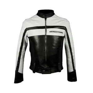 Unisex Biker Genuine Leather Jacket- Motorcycle Slim Fit Soft Leather by Hide Crafts