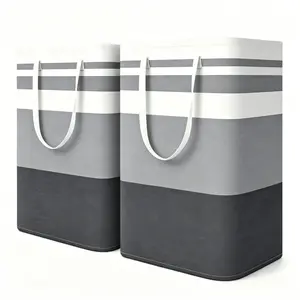 Large Laundry Hamper 2 Pack Collapsible Laundry Basket with Reinforced Handles Waterproof Freestanding Clothes Hamper for College Dorm Essentials Bathroom Bedroom Nursery Room Storage Bin for Dirty Clothes Towels Toys Organizer for Men Women Moms