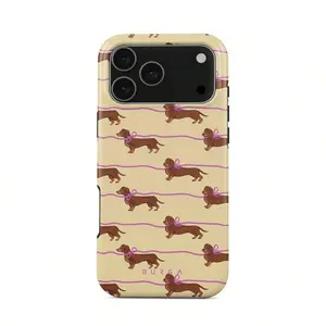 Burga Always Late – iPhone 17 Pro Max Case |     Cute Dachshund Dog Design With Pink Bows |     Playful Pet Aesthetic, Durable Dual-Layer Protection |     Compatible For IPhone 17 Air, 16, 15, 14, 13, 12, 11 / Pro Max, Plus & Mini