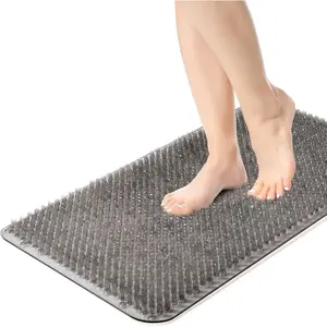 Shower Foot Scrubber Mat, Anti-Slip Bath Mat with Scrub Bristles, Soft Shower Foot  with  Suction Cups for  Achy ,27.5'' x 15.7''