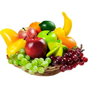 13 Pcs Artificial Fruits, Fake Fruits Decoration Home Realistic Faux Fruits for Centerpieces Simulation Fruit Party Decoration Artificial Apples Oranges Fake Grapes Decorative Plants