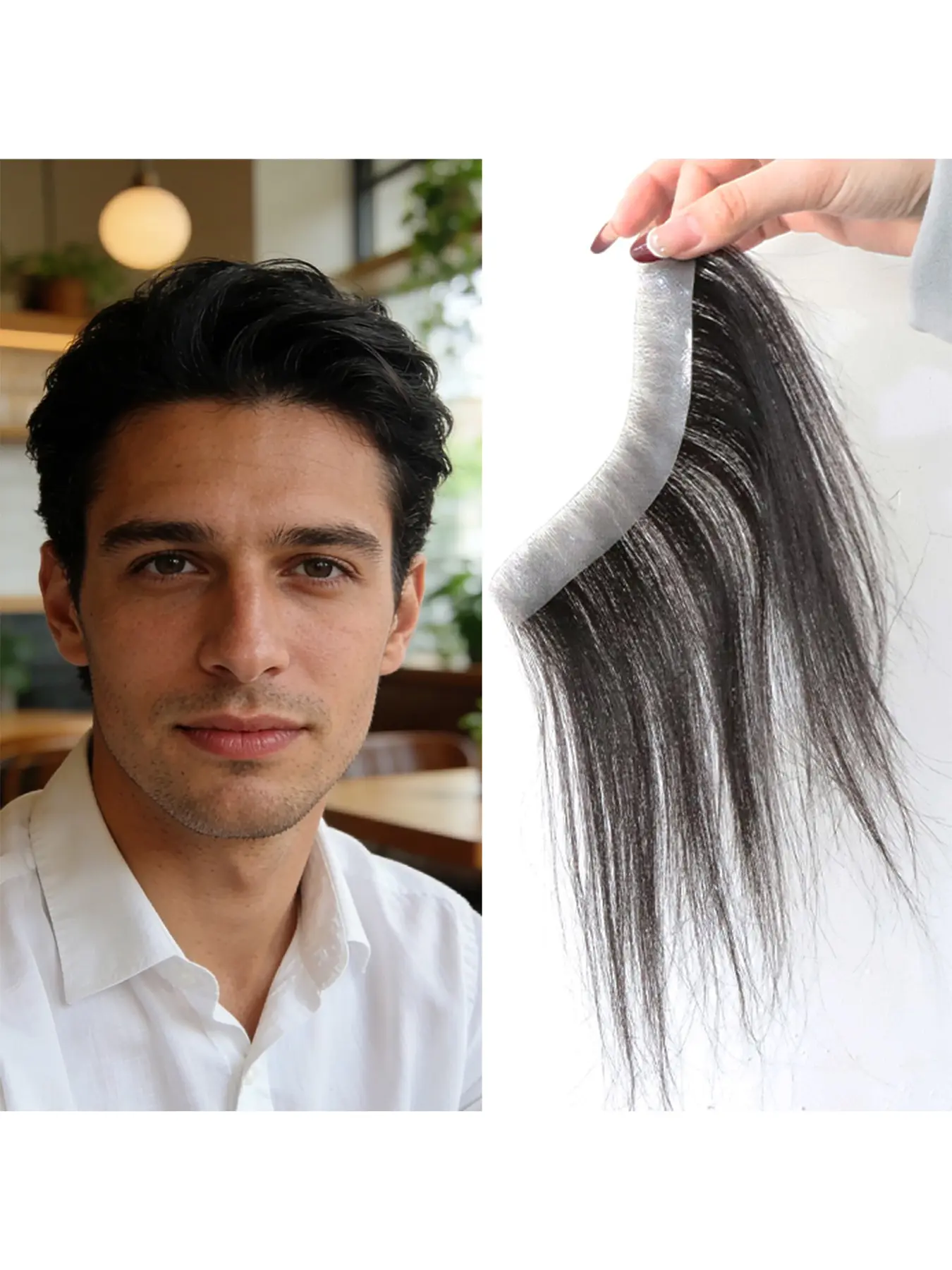 Invisible Human Hair Frontal Hairline Patch, Natural Seamless Hairpiece, Hair Pieces Extensions, Lightweight & Comfortable, Easy to Wear and Style, Realistic Look for Thinning or Receding Hairline, Daily Use, Hair Replacement, Seamless Extensions
