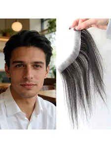 Invisible Human Hair Glueless Frontal Hairline Patch for Men & Women, Natural Seamless Front Hairline Hairpiece, Lightweight & Comfortable, Easy to Wear and Style, Realistic Look for Thinning or Receding Hairline, Ideal for Daily Use, Seamless Extensions