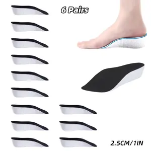 6 Pairs 2.5cm Insole Height, Orthopedic High Cushion,Plantar Fasciitis, Flat Feet, Achilles Tendonitis, Arch Support Orthotic High Cushions, Relief Foot High Cushions (Black) White Comfortable