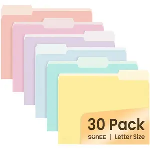 File Folders, 30 Pack Manilla Folders 8.5 x 11, Colored File Folders Home Office School Supplies for Documents Files Paper, 6 Soft Colors