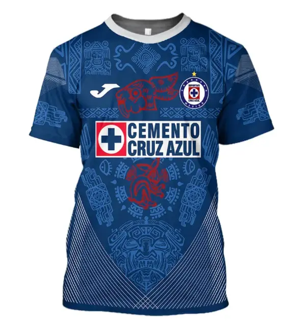 Men's Cruz Azul Football Top, Aztec Culture Concept Professional Sports Apparel