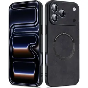 Luxury Leather Phone Case for iPhone 17/16/15/14/13/12 Pro Max Plus Case Compatible with Magsafe Magnetic Wireless Charging Anti-Vibration Anti-Slip Military Grade Drop Protection Shockproof Protective Phone Cases for iPhone 17 Pro Max
