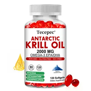 Tecepec Antarctic Krill Oil Health Supplement , ​​Supports Heart Health and Bone Health, 120 Capsules