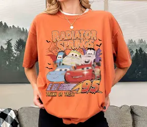 Retro Lightning Vintage Race Halloween Shirt, Cars Mick Not So Scary Matching Tee Round Neck Shortsleeve Streetwear